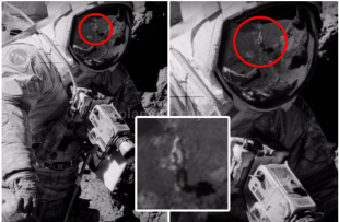 В отражении скафандра астронавта уфолог увидел человека без снаряжения на Луне
